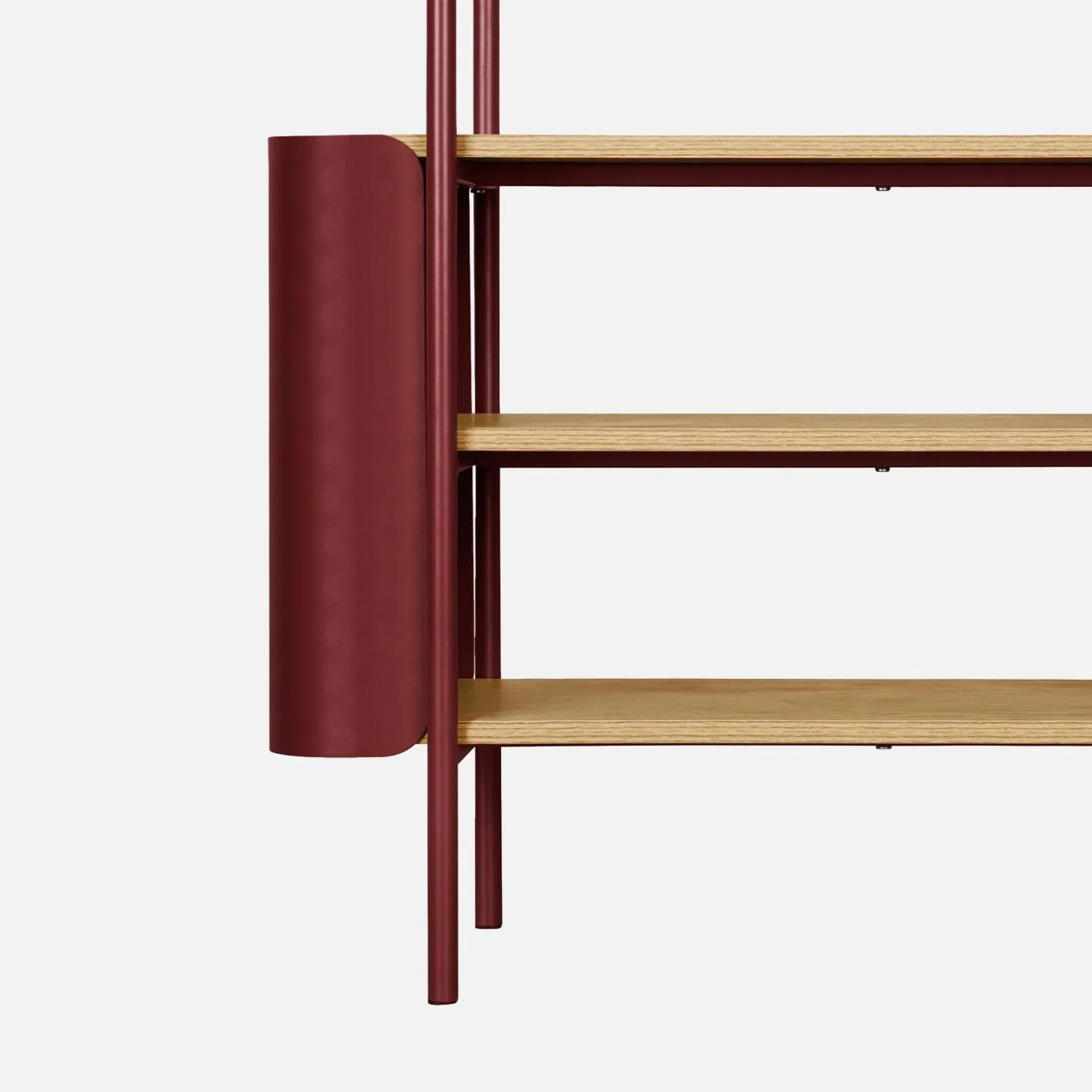 Bookshelf with curved metal and wood decor, 6 levels