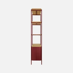 Bookshelf with curved metal and wood decor, 6 levels