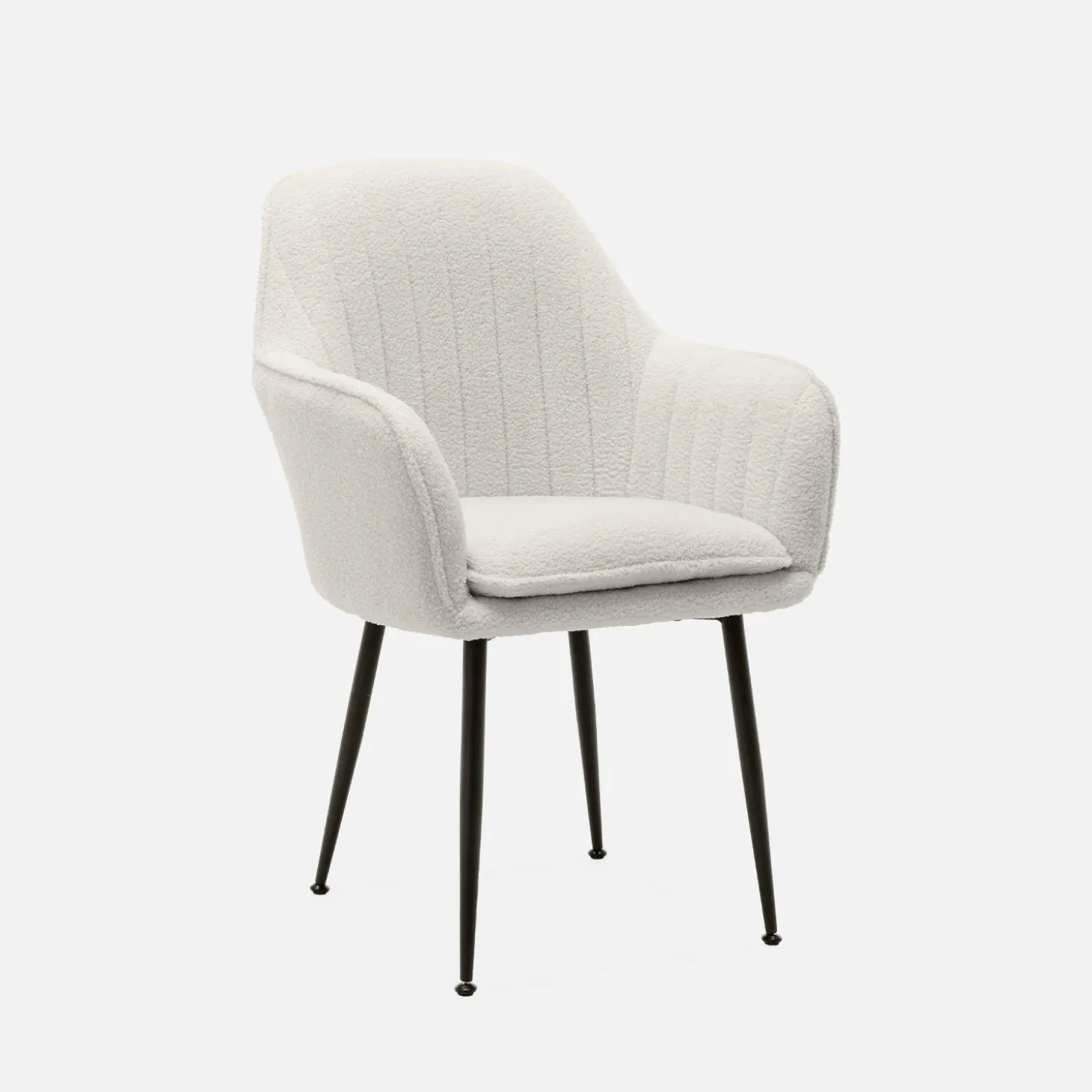 Boucle fabric accent chair with metal legs