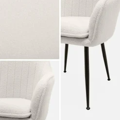 Boucle fabric accent chair with metal legs