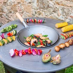 Braséro barbecue Ø81,5cm, cooking grid, wood storage