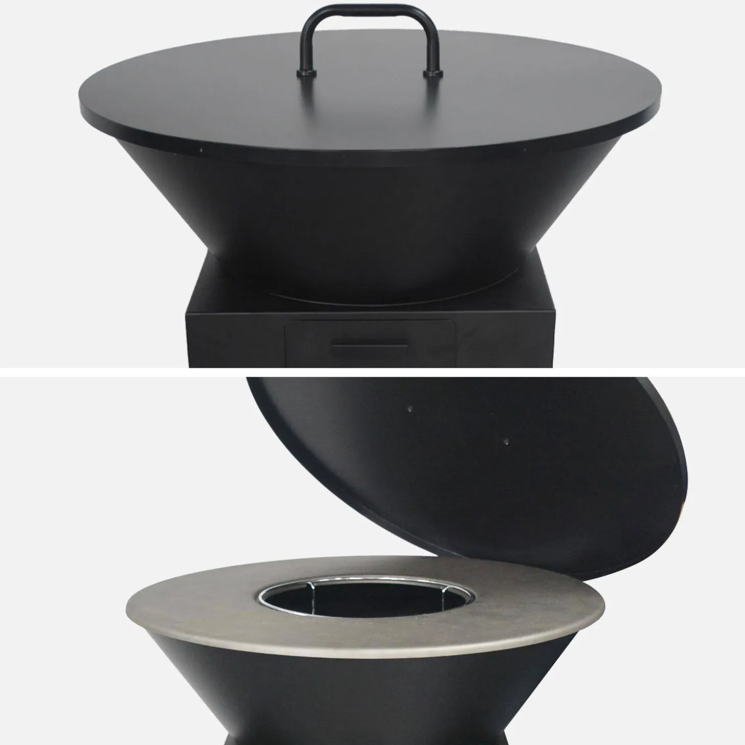 Brazier barbecue Ø81.5cm with cooking grate, storage space, lid and utensils