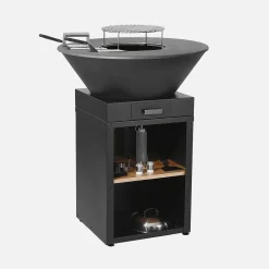 Brazier barbecue Ø81.5cm with cooking grate, storage space, lid and utensils