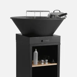 Brazier barbecue Ø81.5cm with cooking grate, storage space, lid and utensils