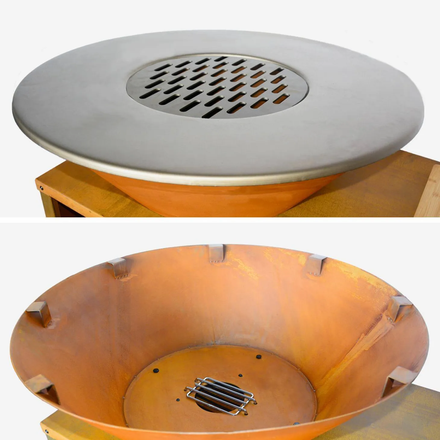 Brazier grill Ø80cm service table with storage spaces protective cover