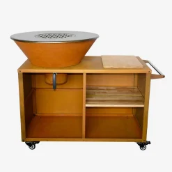 Brazier grill Ø80cm service table with storage spaces protective cover