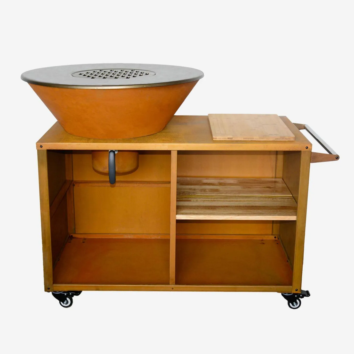 Brazier grill Ø80cm service table with storage spaces protective cover