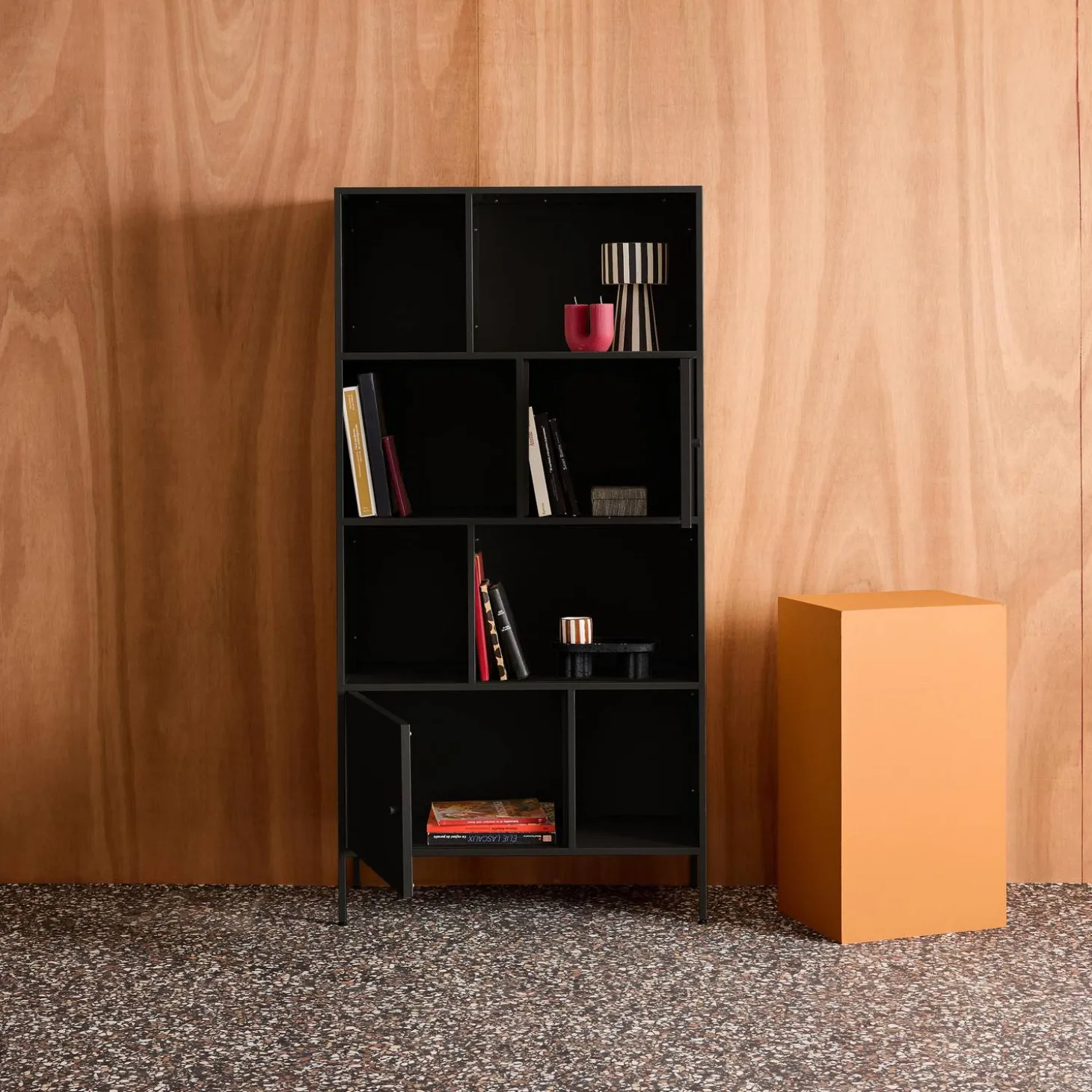 Buffet, industrial metal storage unit with 8 compartments