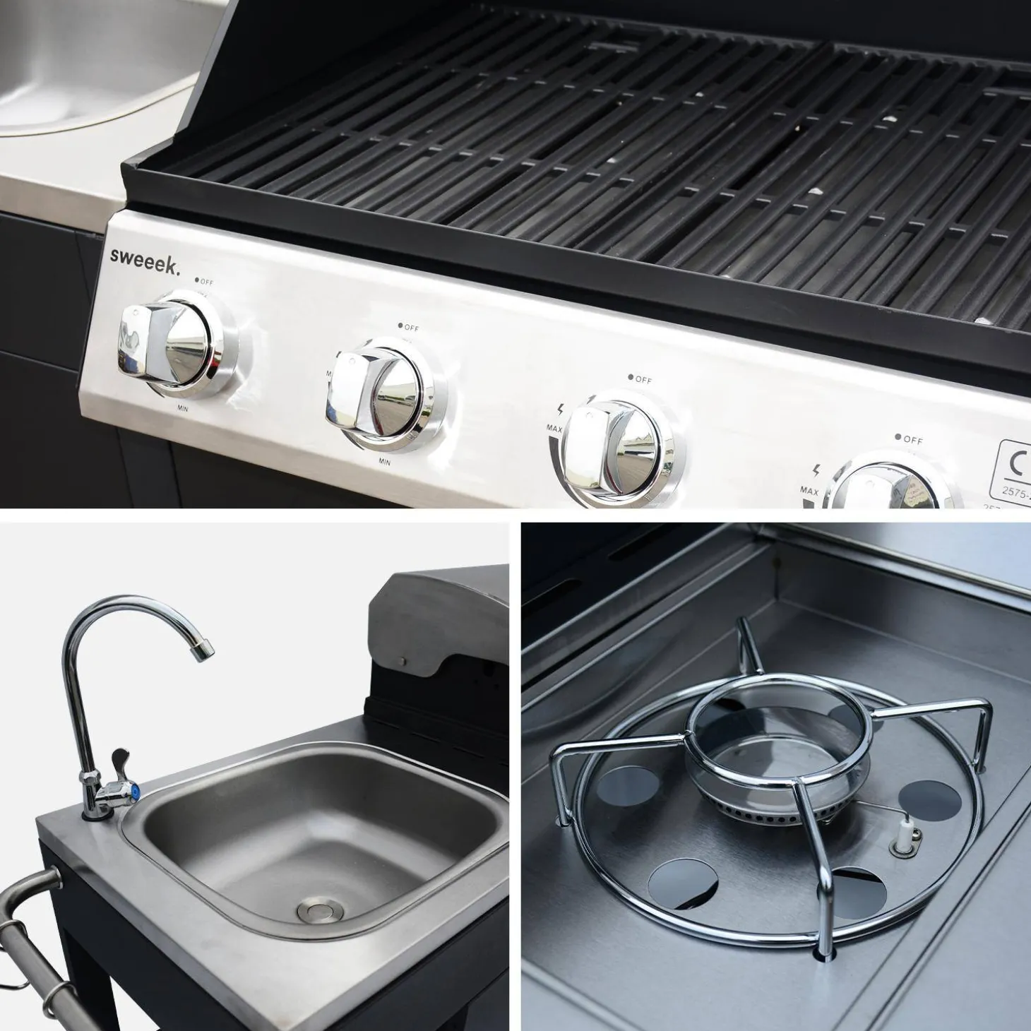 5-burner gas barbecue with cover black | sweeek