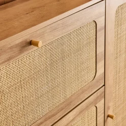 Canework shoe cabinet with 3 drawers
