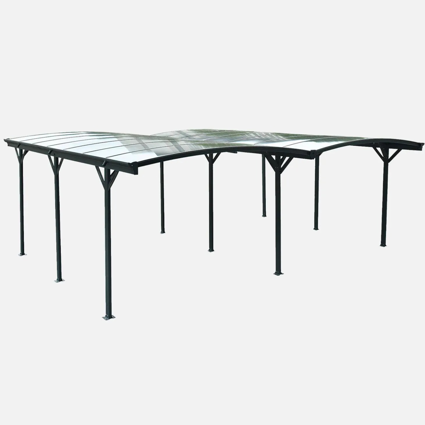 Carport 30m² in aluminum and polycarbonate with extension