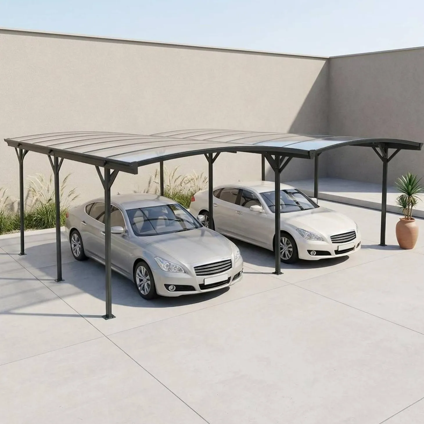 Carport 30m² in aluminum and polycarbonate with extension