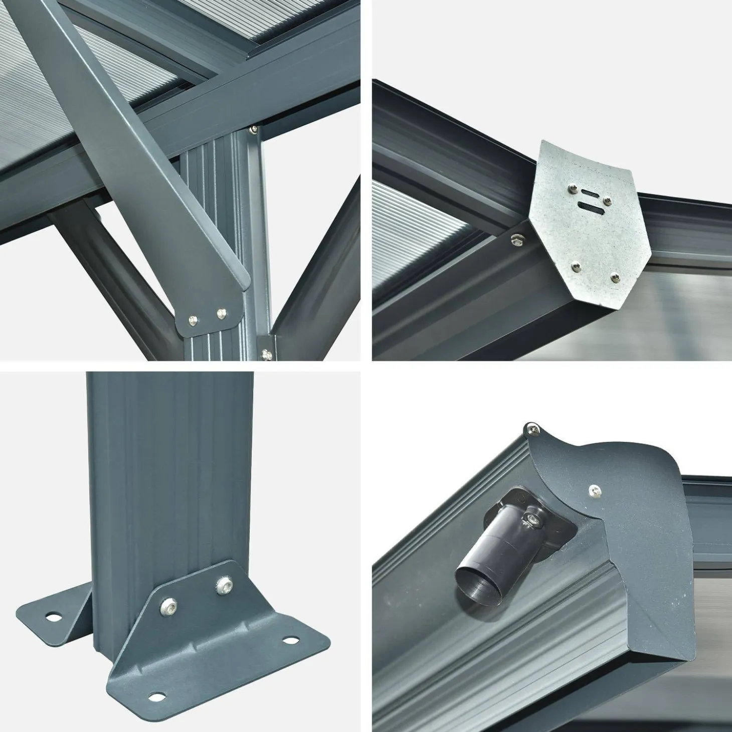 Carport 30m² in aluminum and polycarbonate with extension