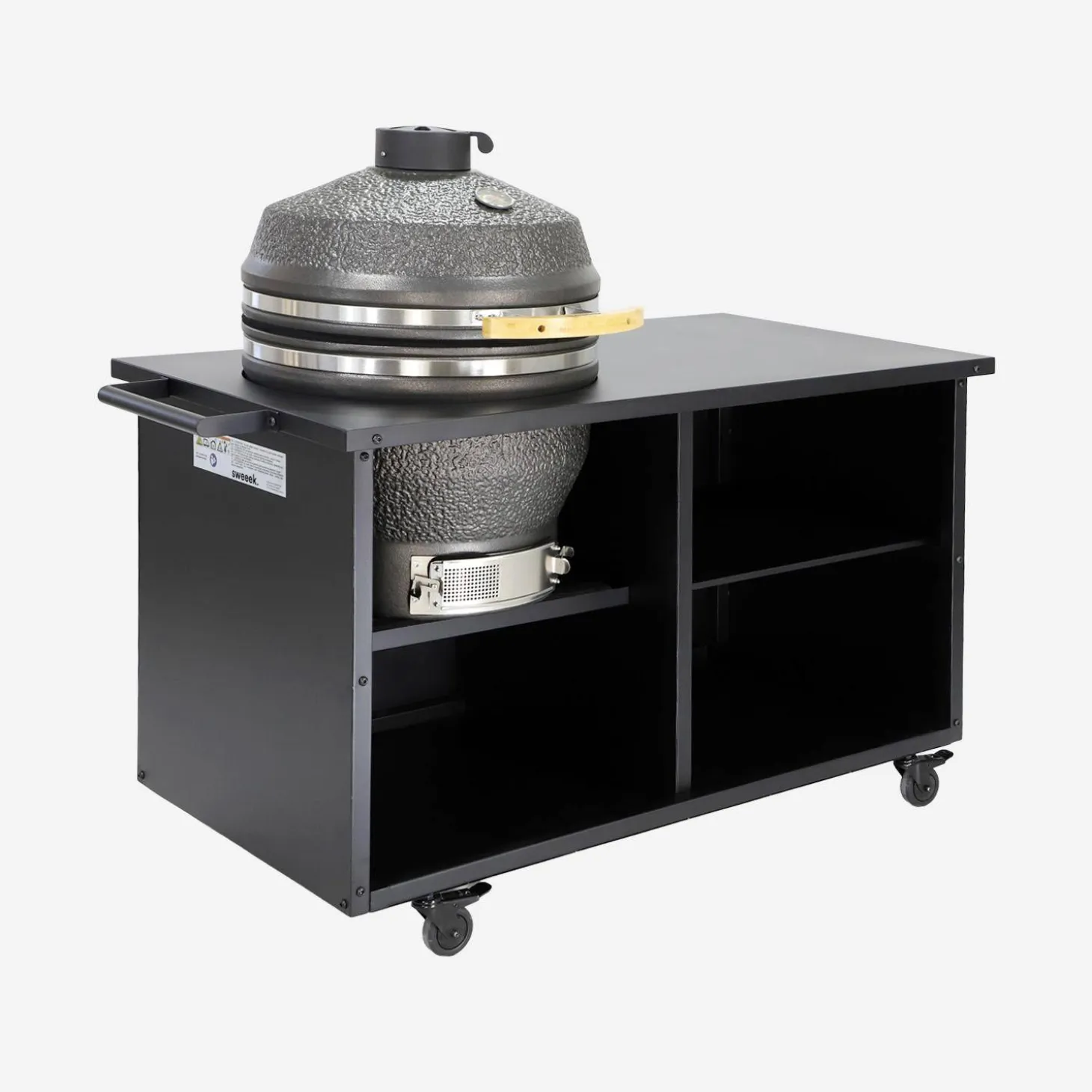 Charcoal barbecue, smoker with side table and cover