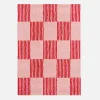 Checkerboard interior rug red and pink