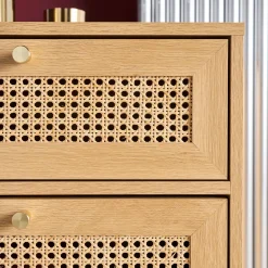 Chest of drawers wood and cane 4 drawers