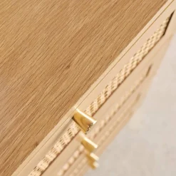 Chest of drawers wood and cane 4 drawers