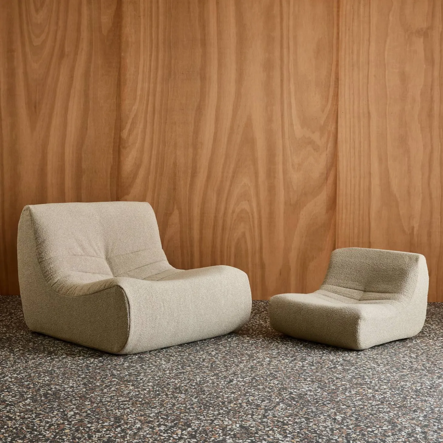 Children's armchair in textured boucle fabric