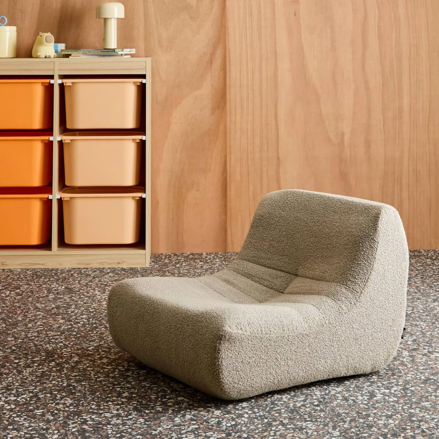 Children's armchair in textured boucle fabric