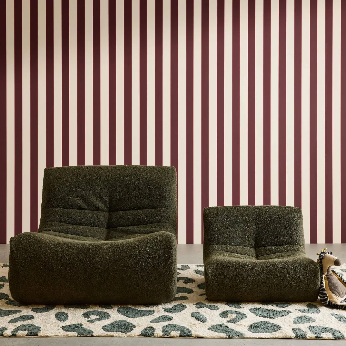 Children's armchair in textured boucle fabric