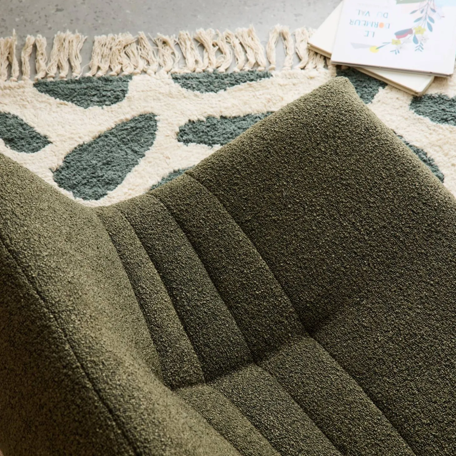 Children's armchair in textured boucle fabric
