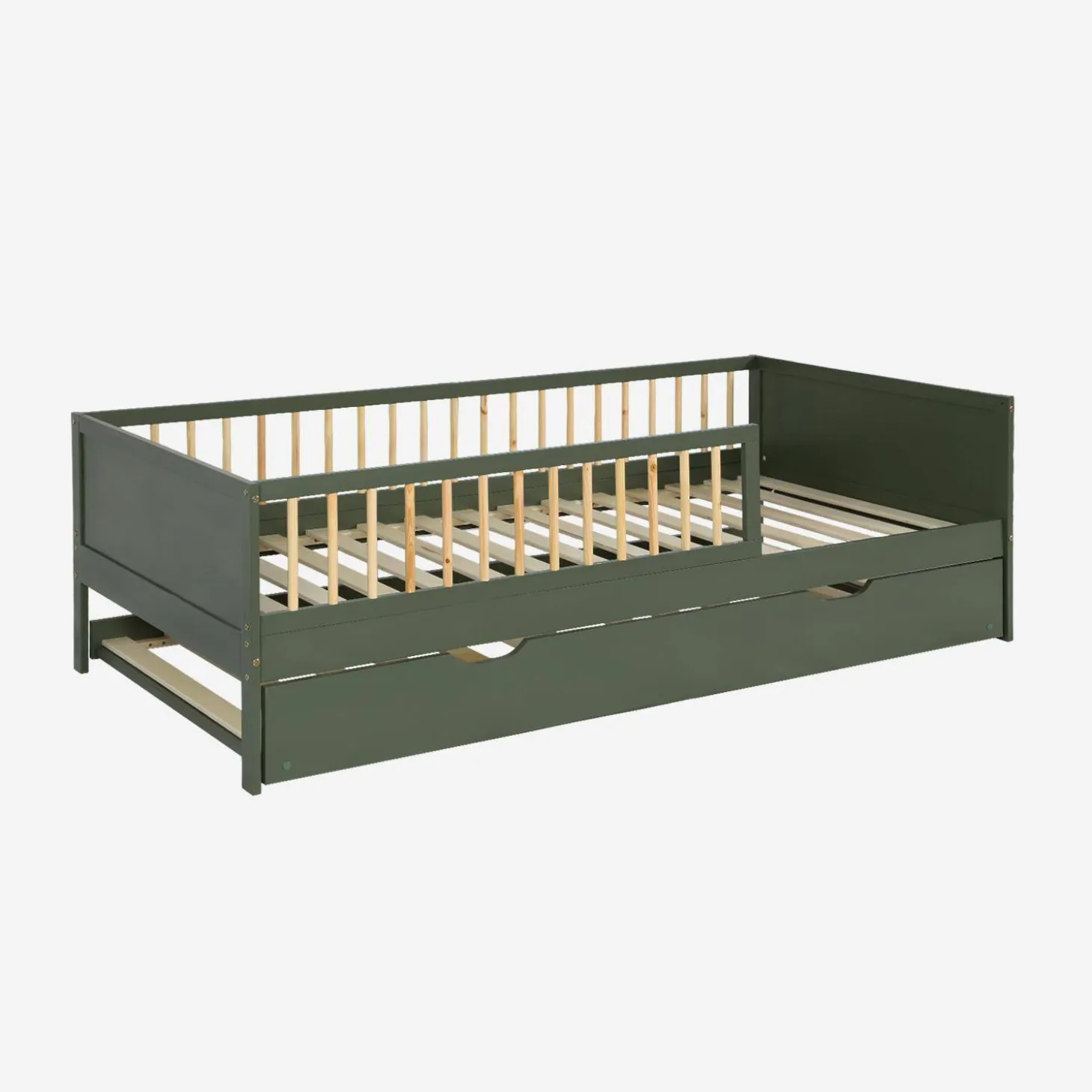 Children's bed 90 x 190 cm natural pine with slatted base and drawer