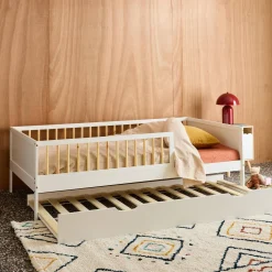 Children's bed 90 x 190 cm natural pine with slatted base and drawer