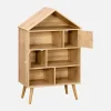 Children's bookshelf with wooden and cane effect