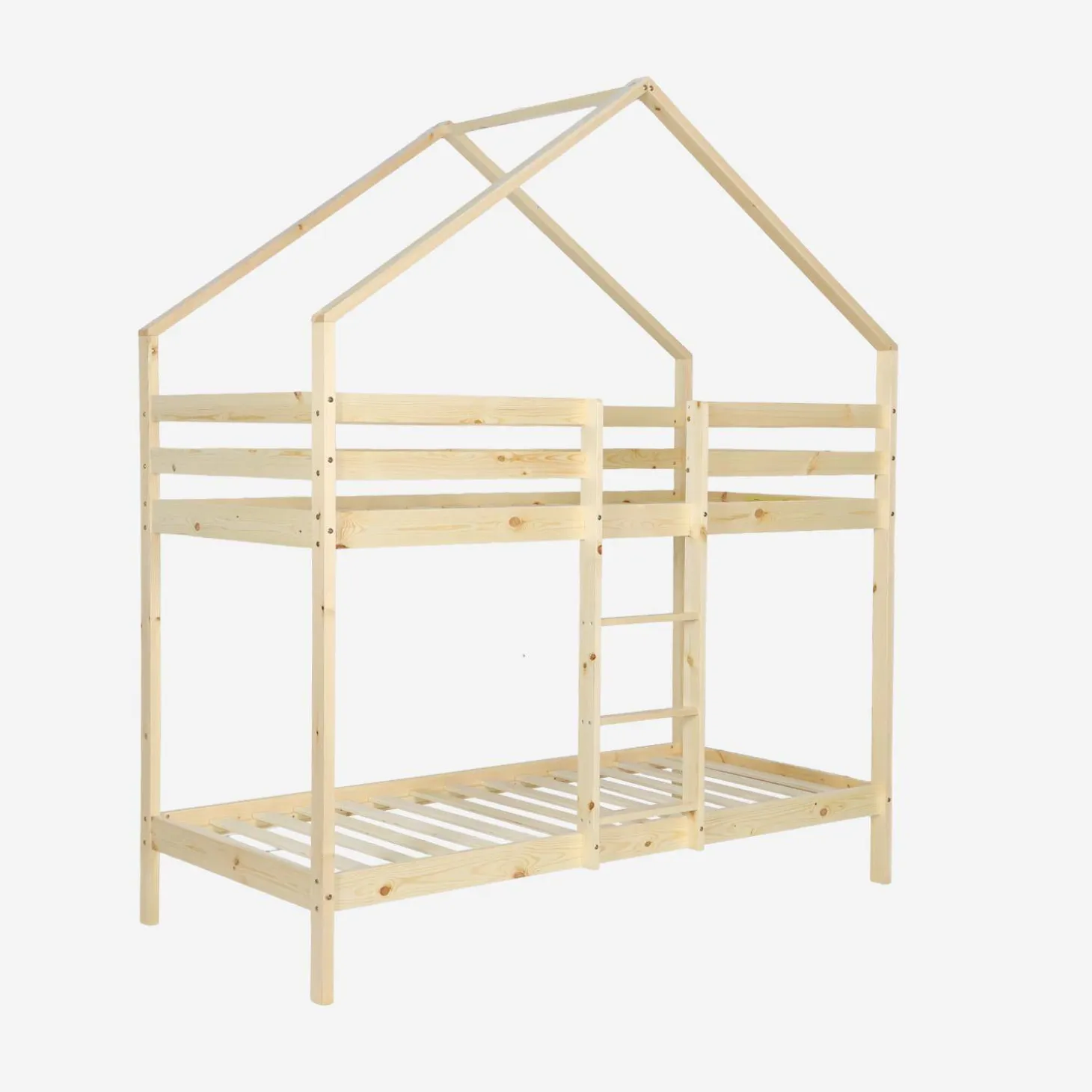 Children's bunk bed cabin natural pine 90 x 190 cm