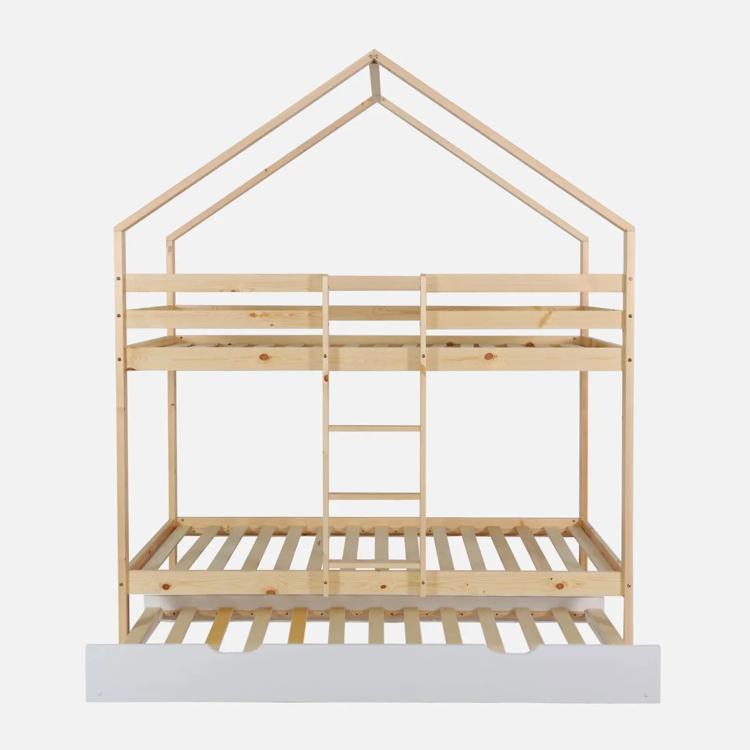 Children's bunk bed 90 x 190 cm natural pine with pull-out bed