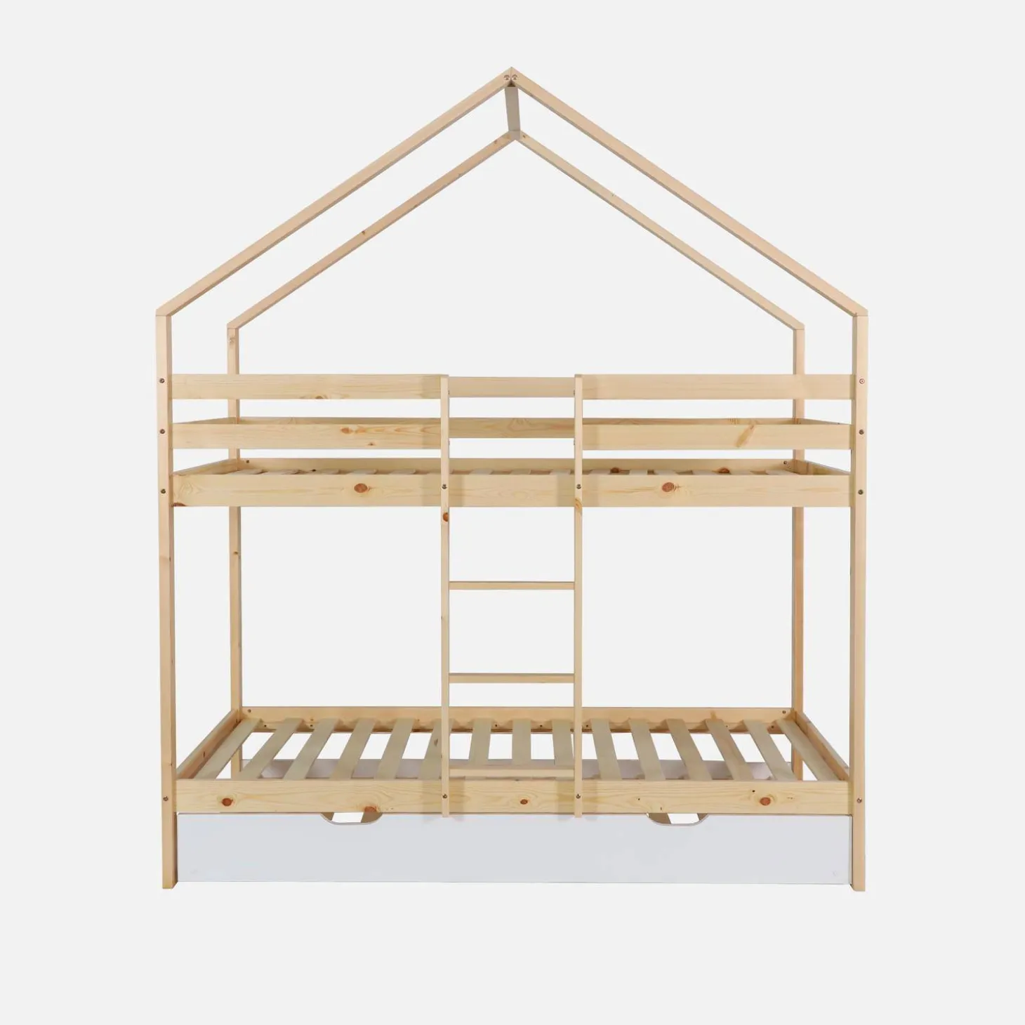 Children's bunk bed 90 x 190 cm natural pine with pull-out bed