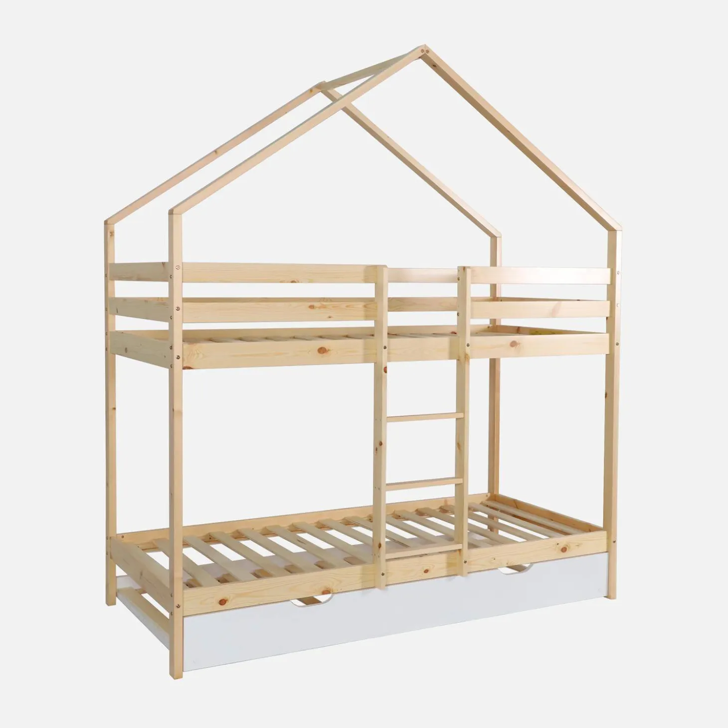 Children's bunk bed 90 x 190 cm natural pine with pull-out bed