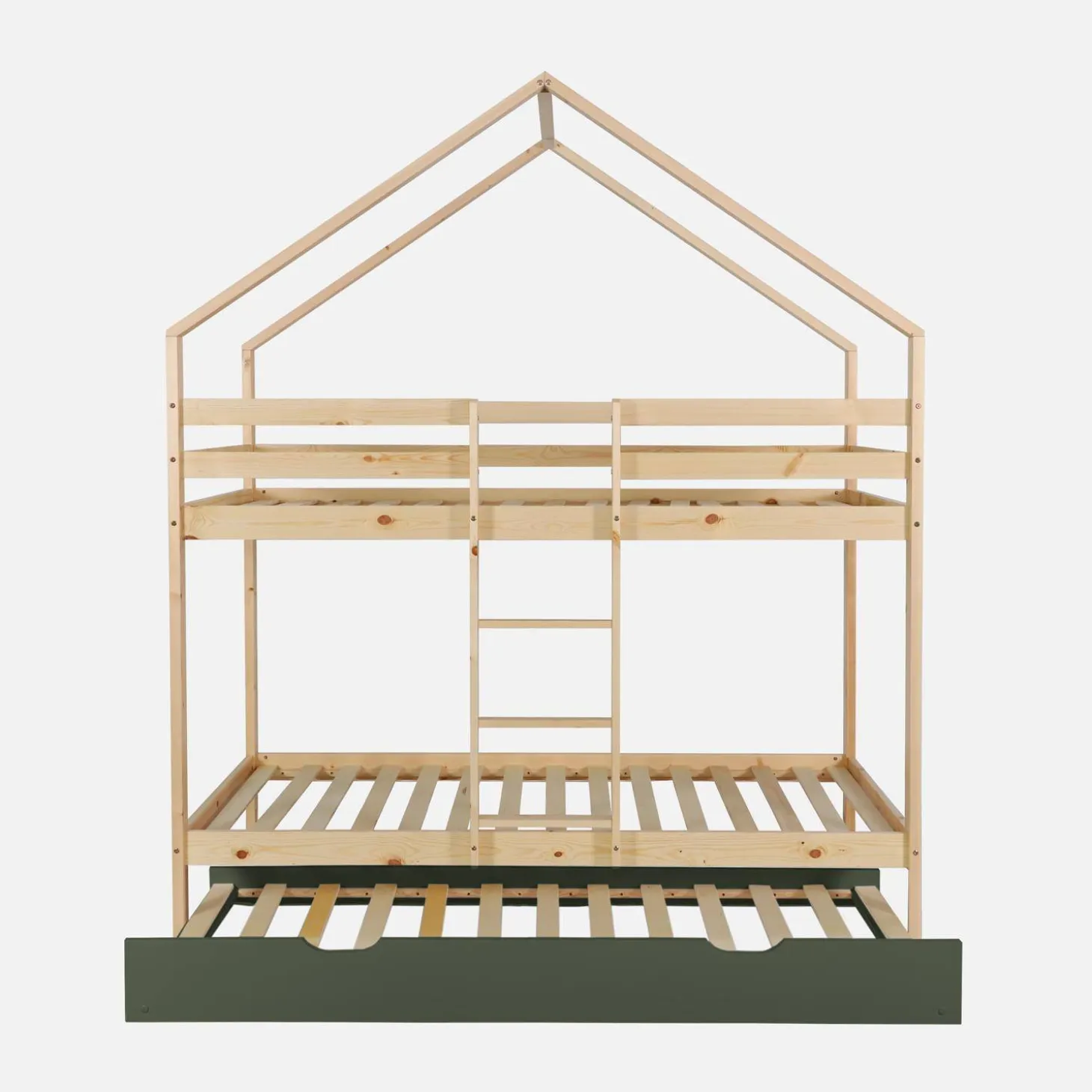Children's bunk bed 90 x 190 cm natural pine with pull-out bed