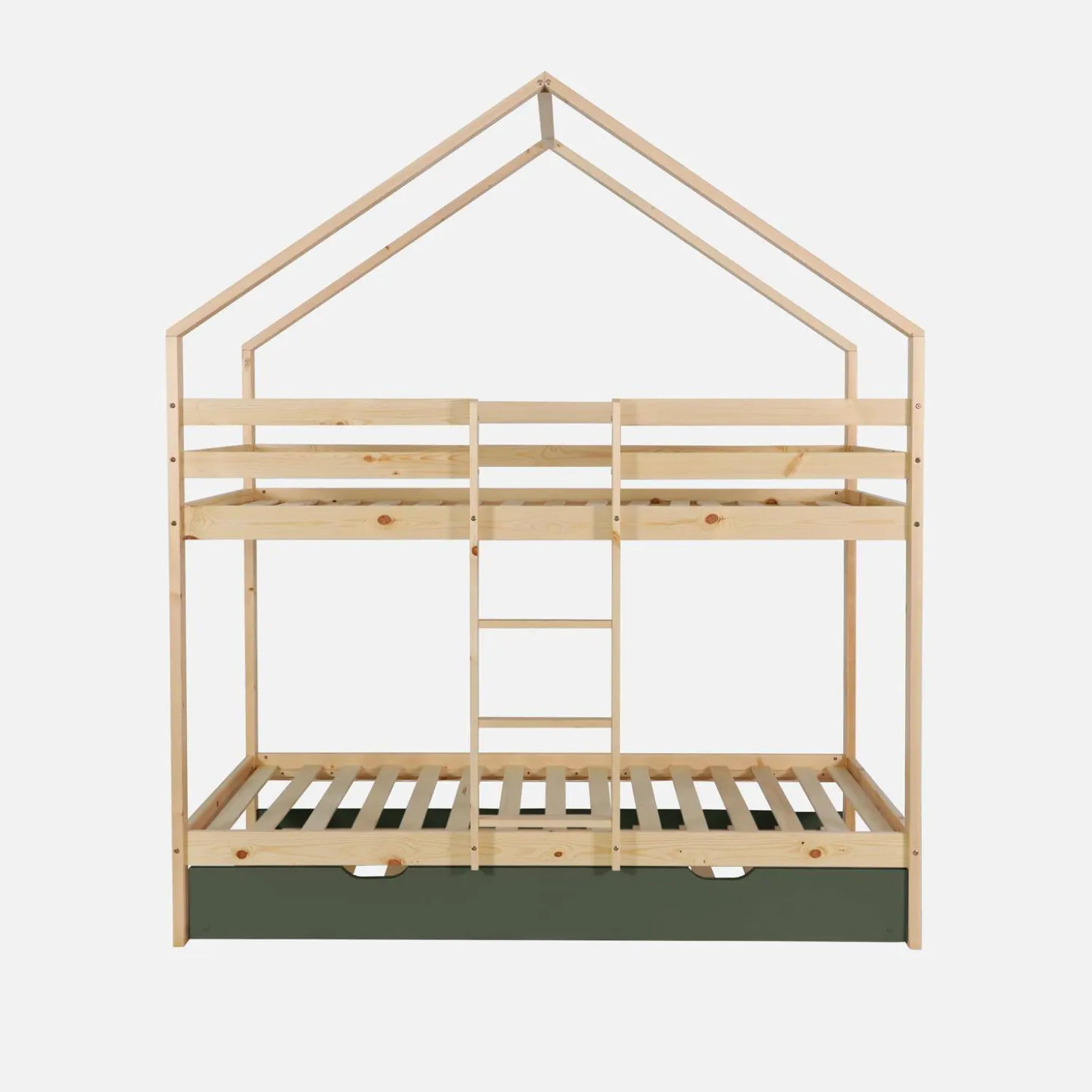 Children's bunk bed 90 x 190 cm natural pine with pull-out bed