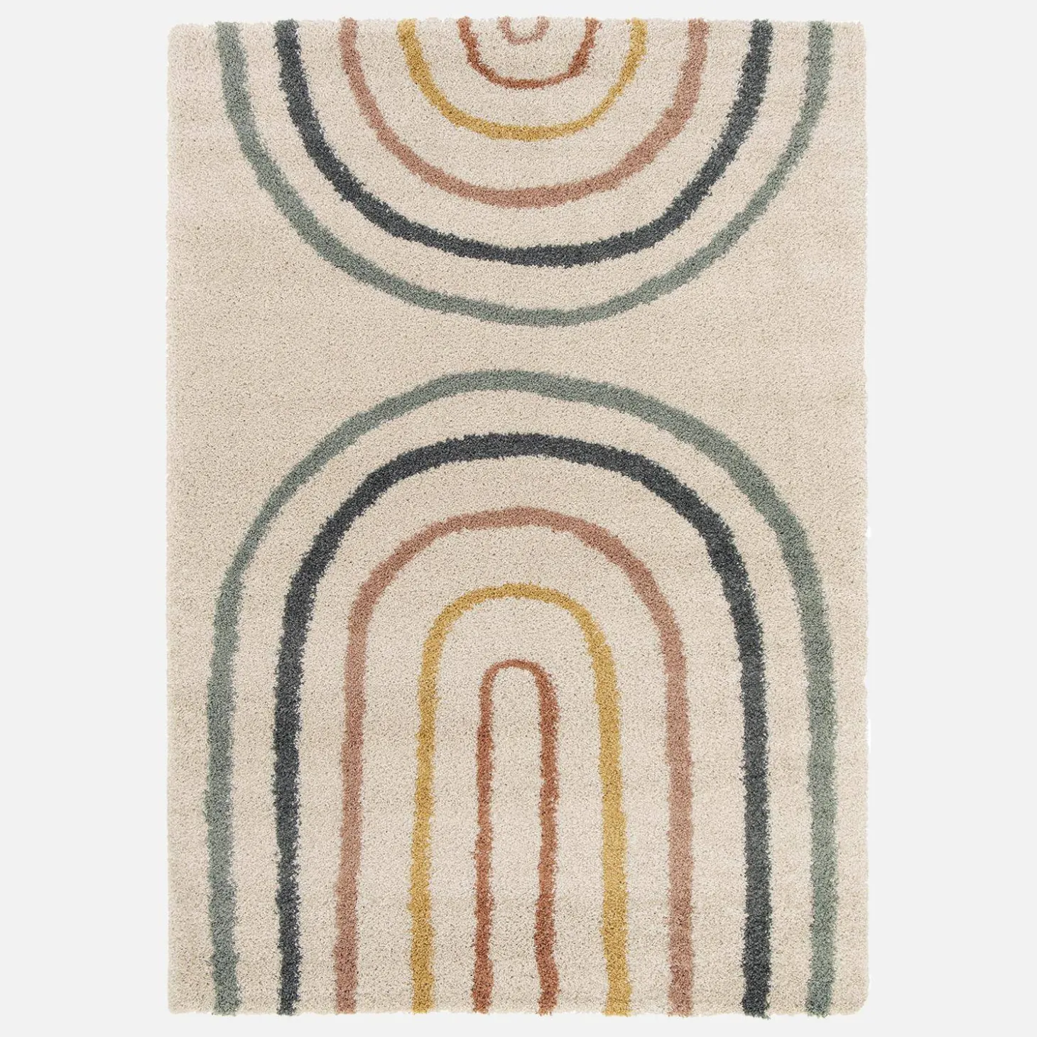Children's cream and multicoloured interior rug with rainbow