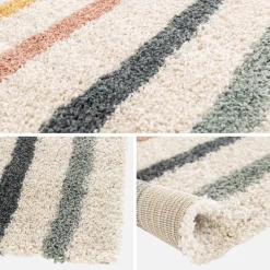 Children's cream and multicoloured interior rug with rainbow