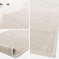 Children's cream rug, little teddy bear print