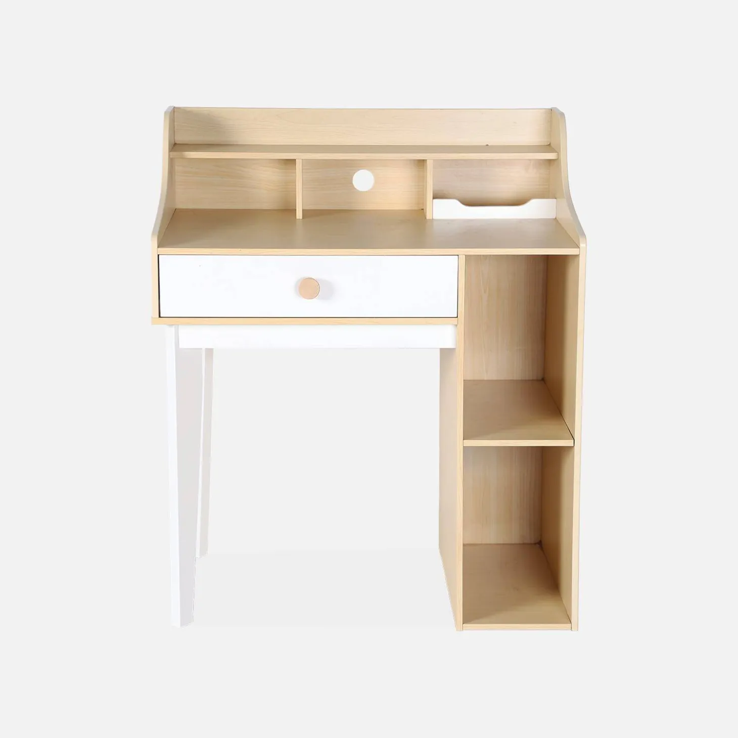 Children's desk with drawer and shelves