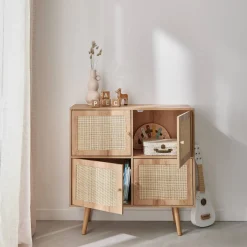 Children's 4-door chest of drawers with wood effect