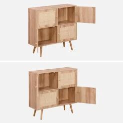 Children's 4-door chest of drawers with wood effect