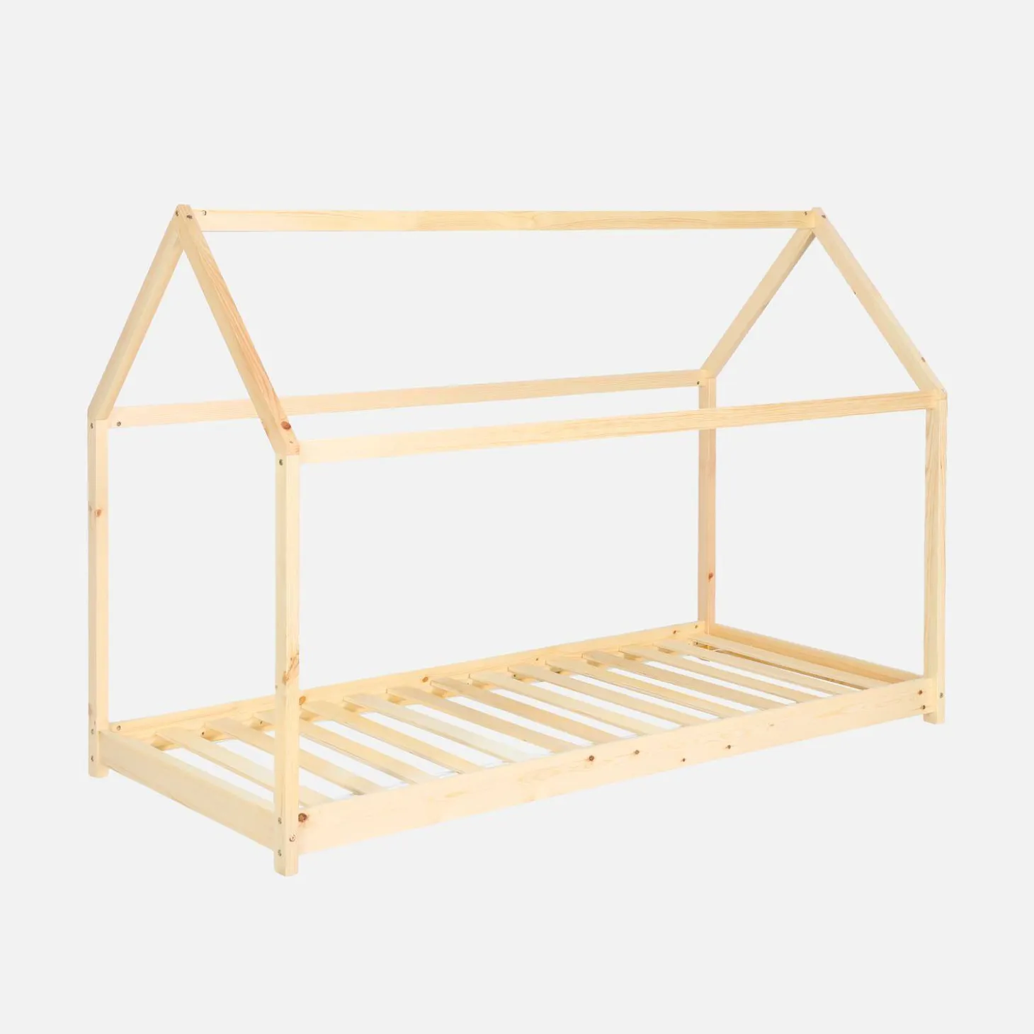 Children's hut bed in natural pine, bed base included