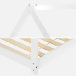 Children's hut bed in natural pine, bed base included