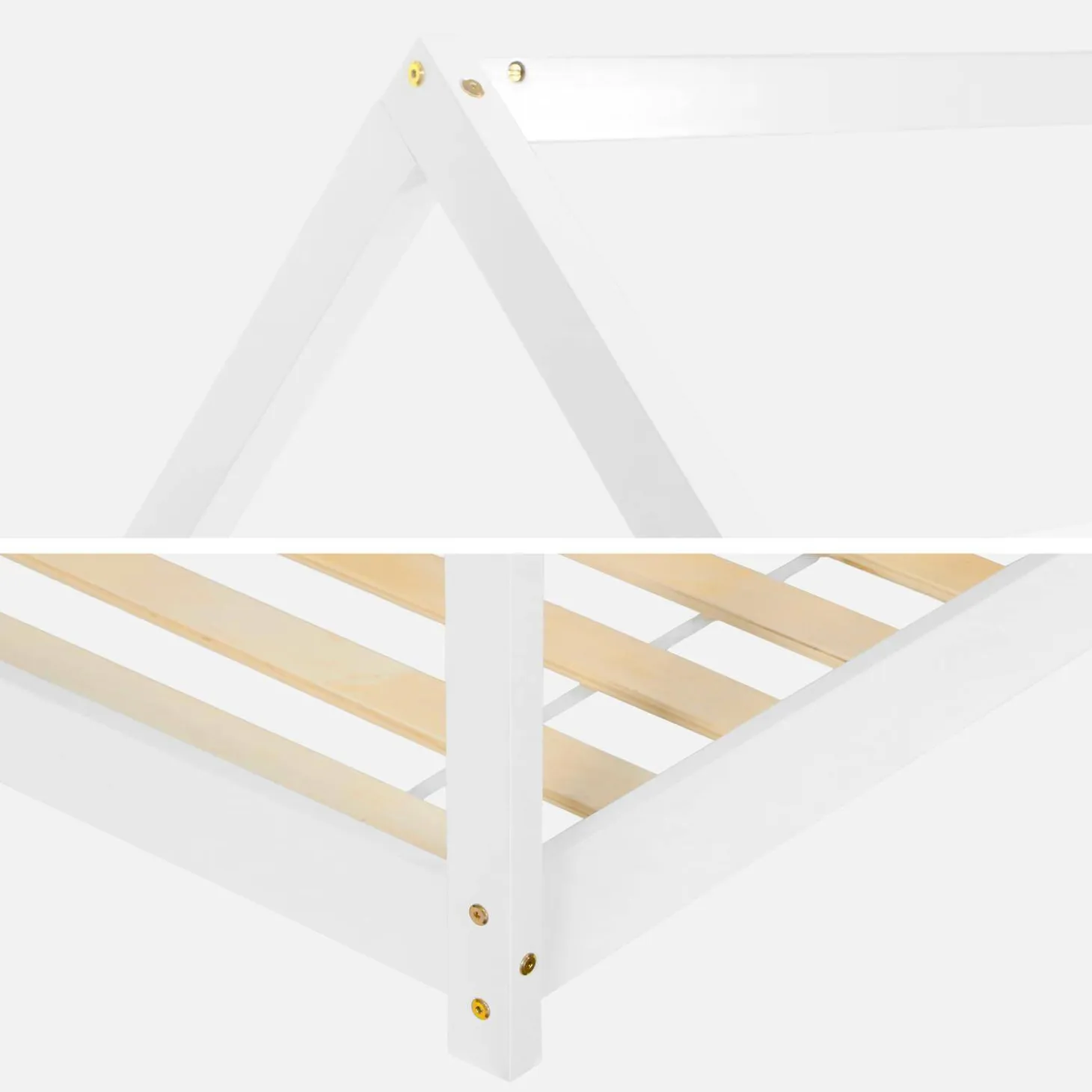 Children's hut bed in natural pine, bed base included