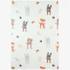 Children's Indoor Rug White with Autumnal Animal Print