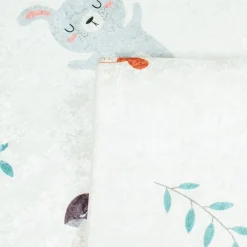Children's Indoor Rug White with Autumnal Animal Print