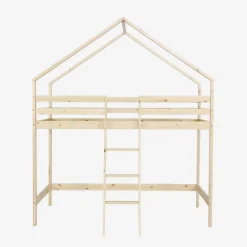 Children's loft bed cabin natural pine 90 x 190 cm