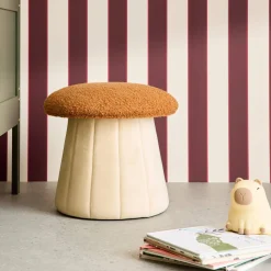 Children's mushroom pouf with storage teddy and velvet