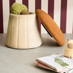 Children's mushroom pouf with storage teddy and velvet