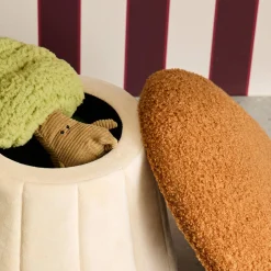 Children's mushroom pouf with storage teddy and velvet