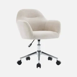 Children's office chair height adjustable with castors and chenille fabric